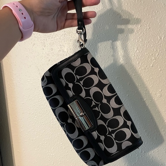 Coach Black and Gray Patterned Wristlet - Picture 3 of 6
